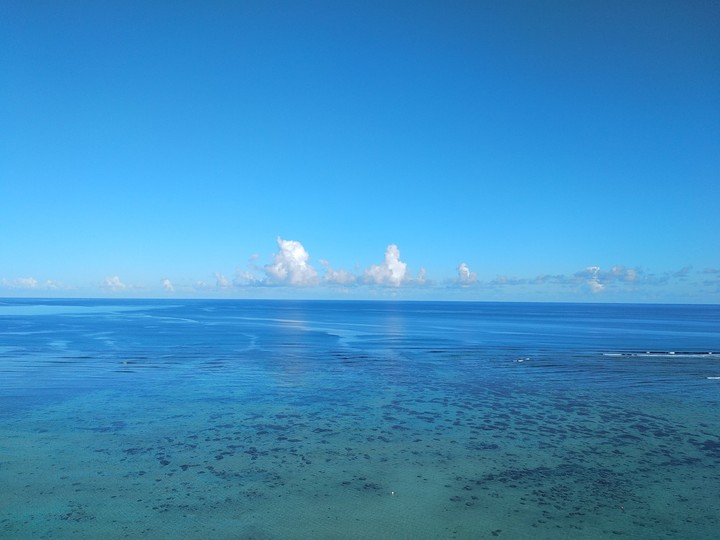 Sky and Sea are all blue.