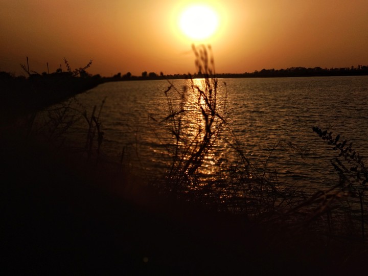 sunset on lake