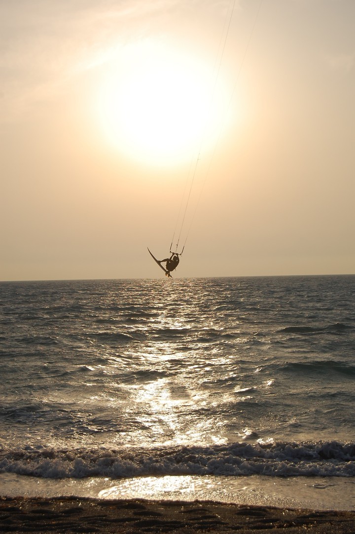 Wind surfing in the sunset