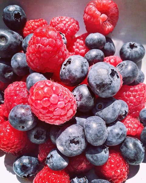 raspberries and blueberries