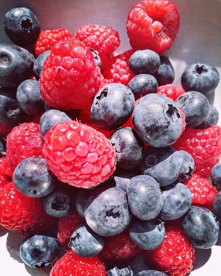 raspberries and blueberries
