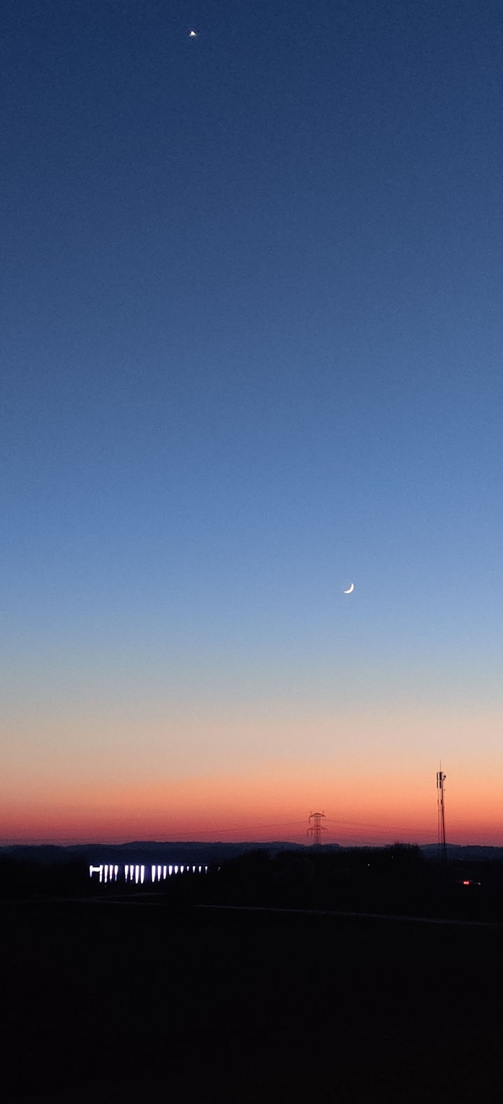 Sunset with moon and star