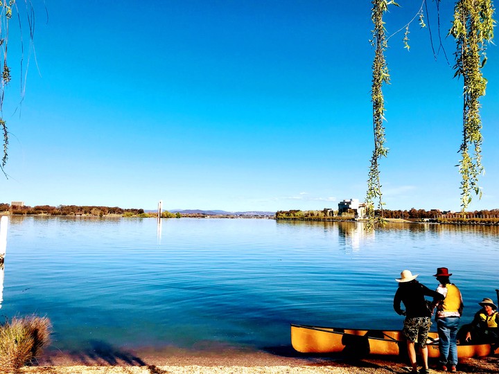 blue sky is the image in water