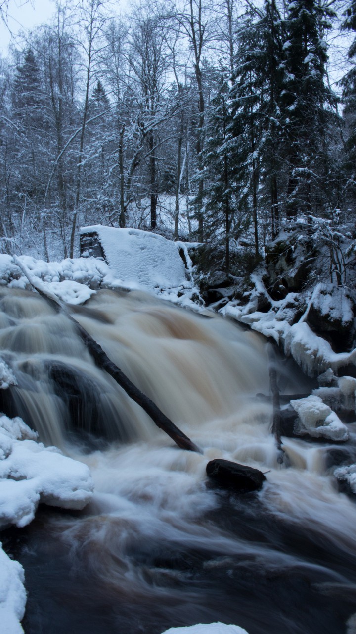 Small winter waterfall