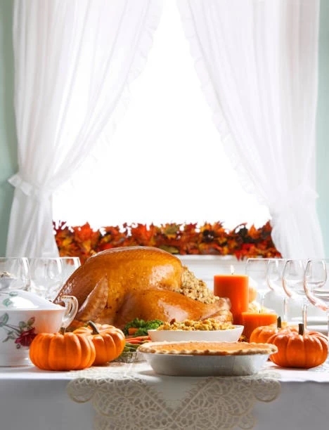 table set for Thanksgiving dinner