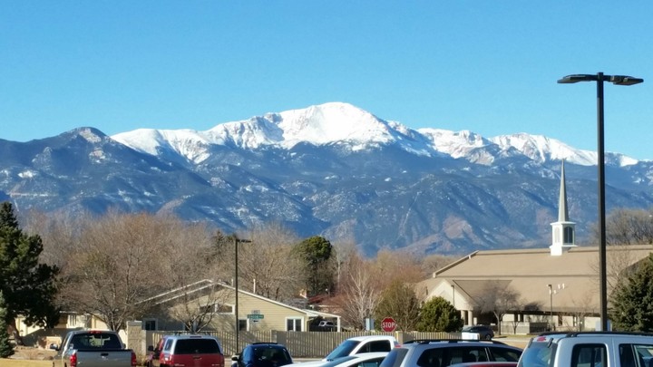 Snow covered Pike's Peak