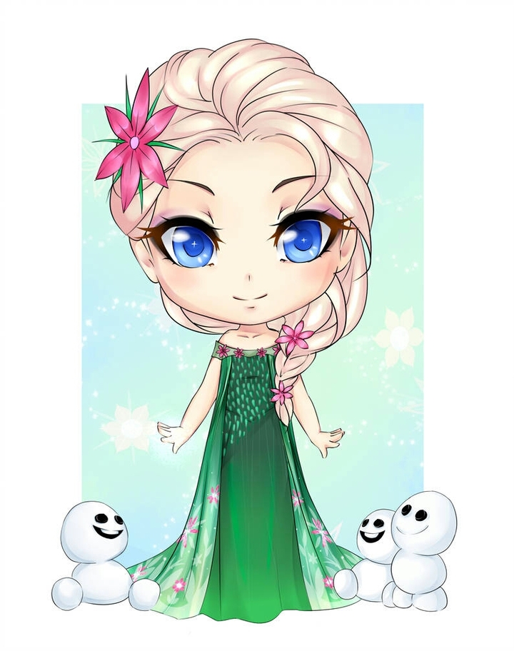 Chibi Elsa with little snowmans