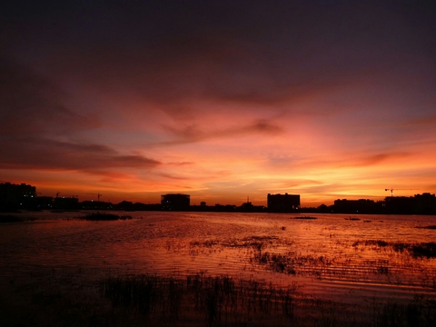 sunset over lake
