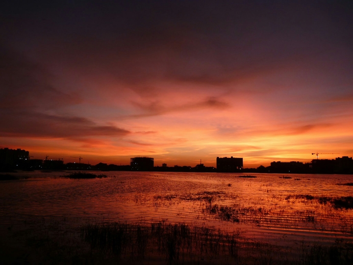 sunset over lake