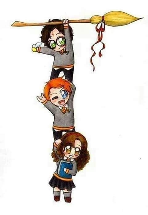 hermione ( beautiful) , ron (...) and harry!( the best)