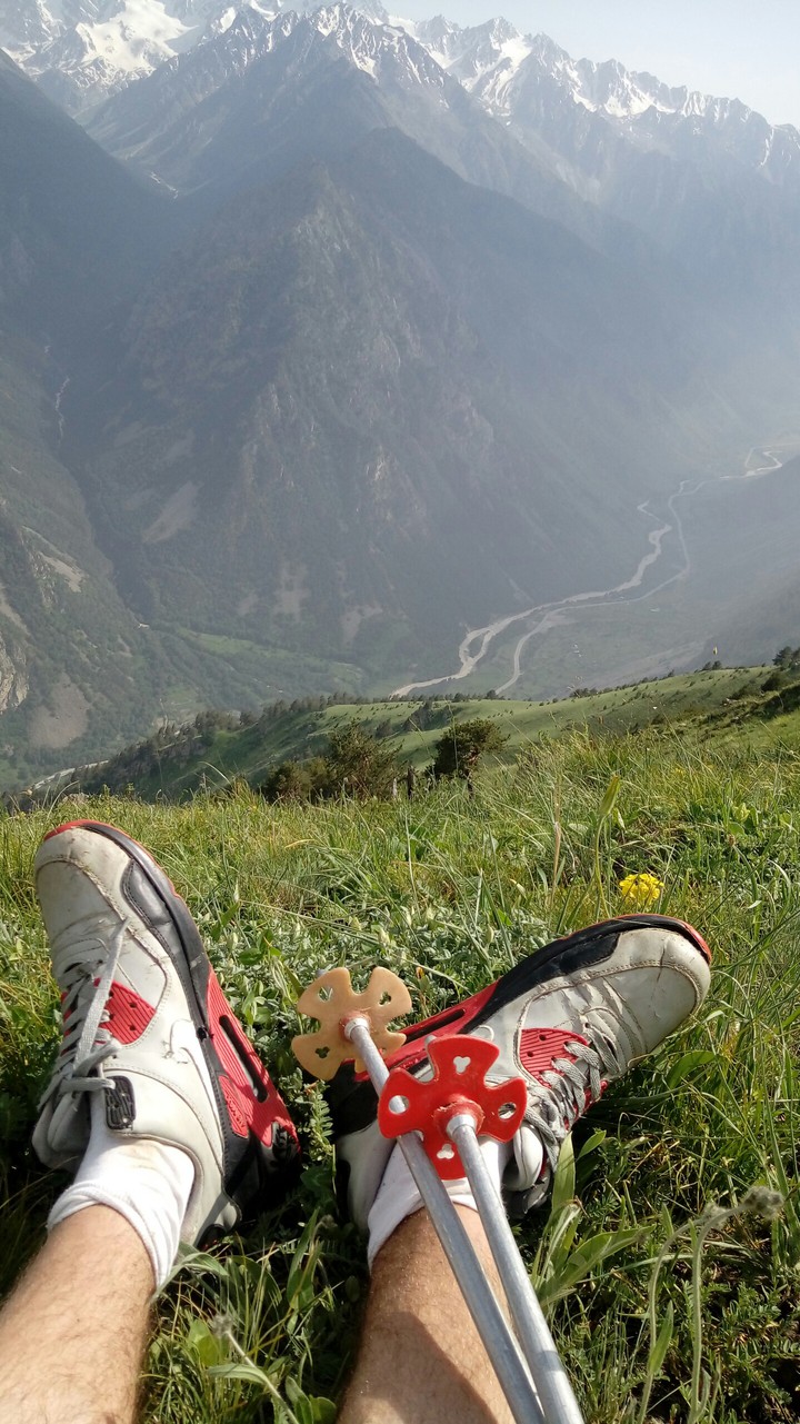 hiking in the mountains