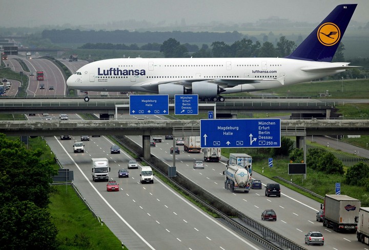 Lufthansa A380 in highway