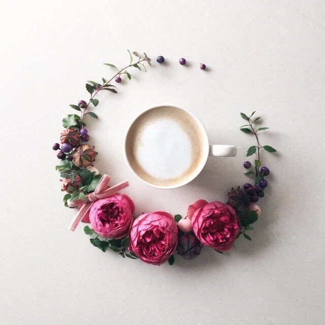 Coffee and peonies