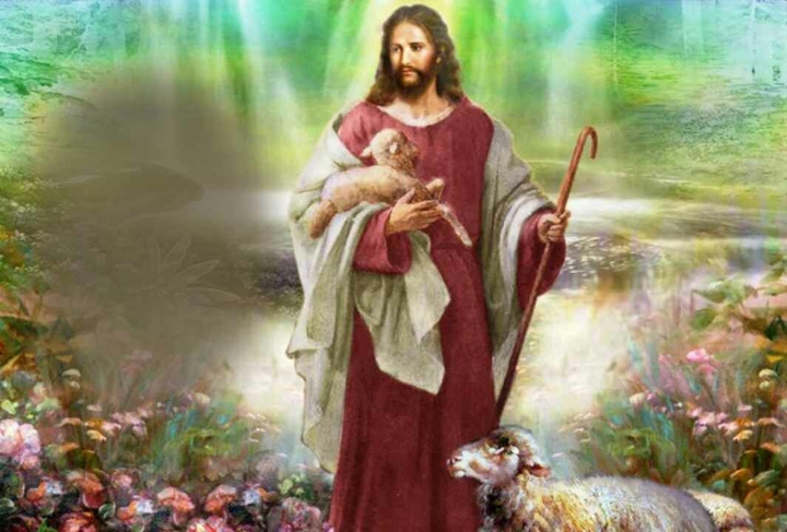 Jesus Christ the Shepardman in a Garden
