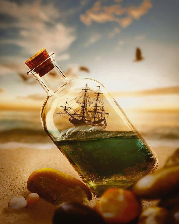 sea .. sand ... little ship ... beautiful view ...