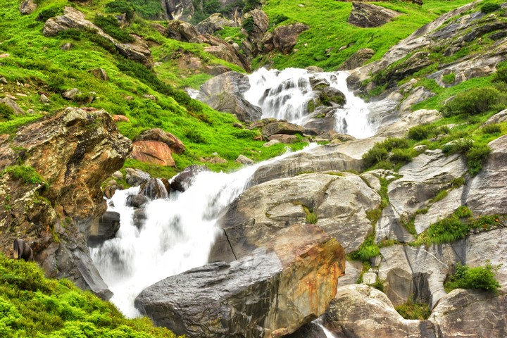 The waterfall in Mountains