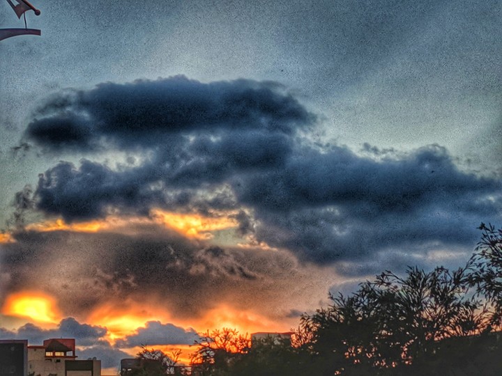 The Sunset fires up the sky