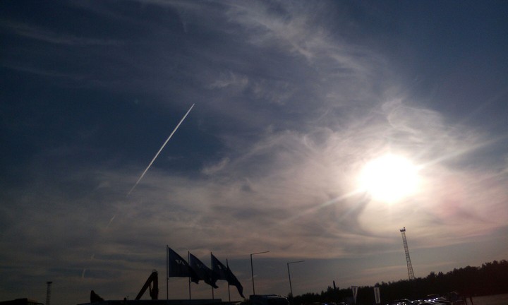 Airplane and sunset.