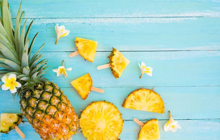Pineapple and Tropical Flowers