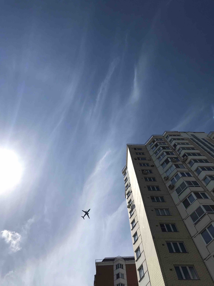 plane is in the sky