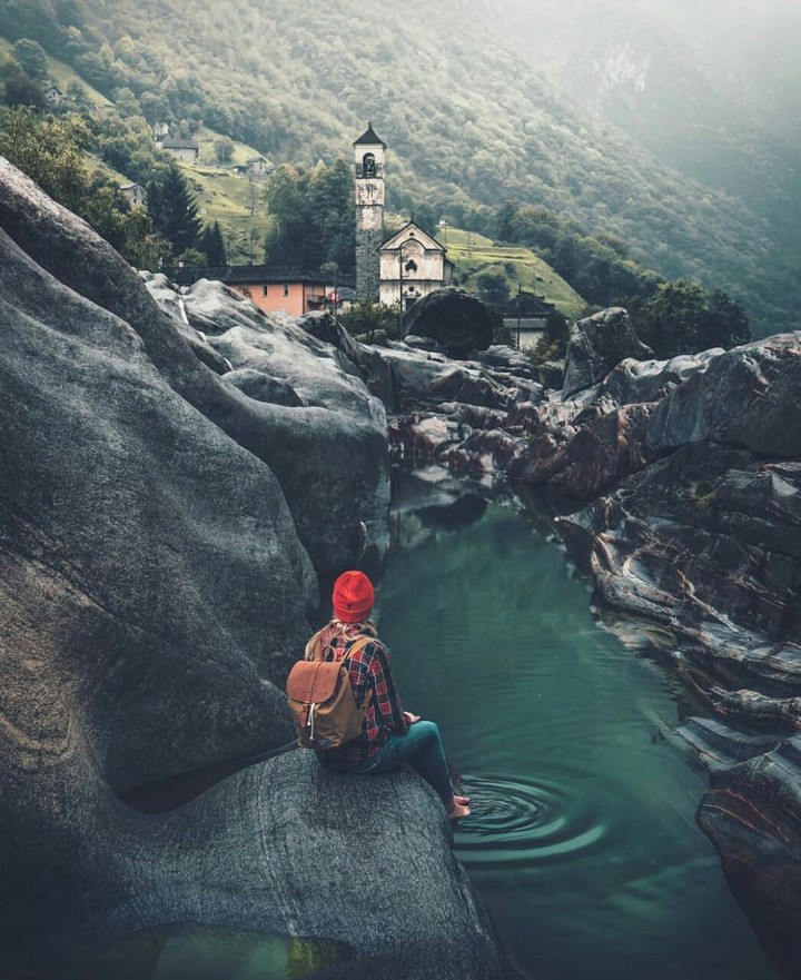 a girl on The mountains
