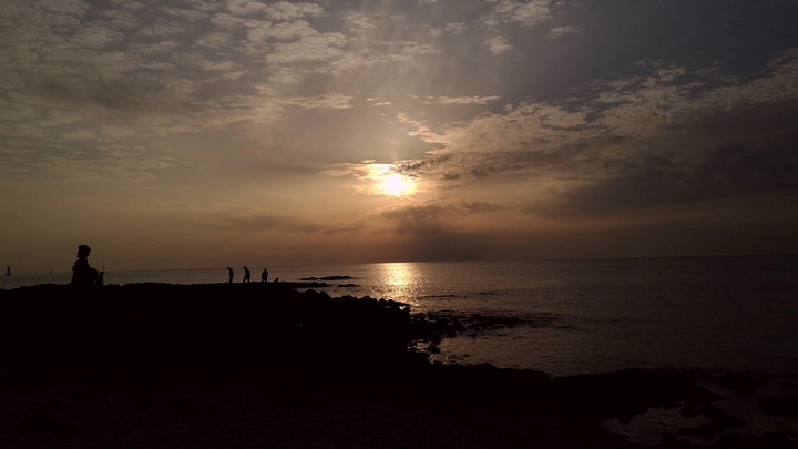 Sunset on the beach in Jeju island
