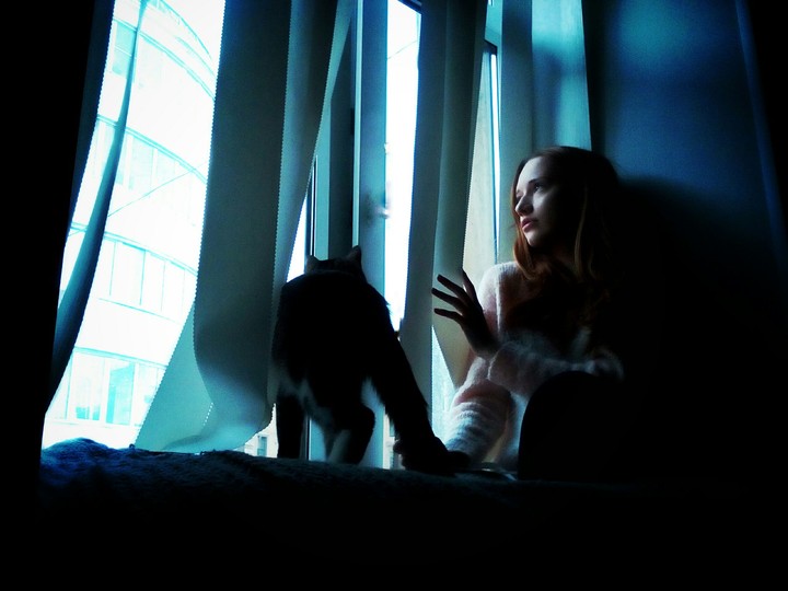 by the window