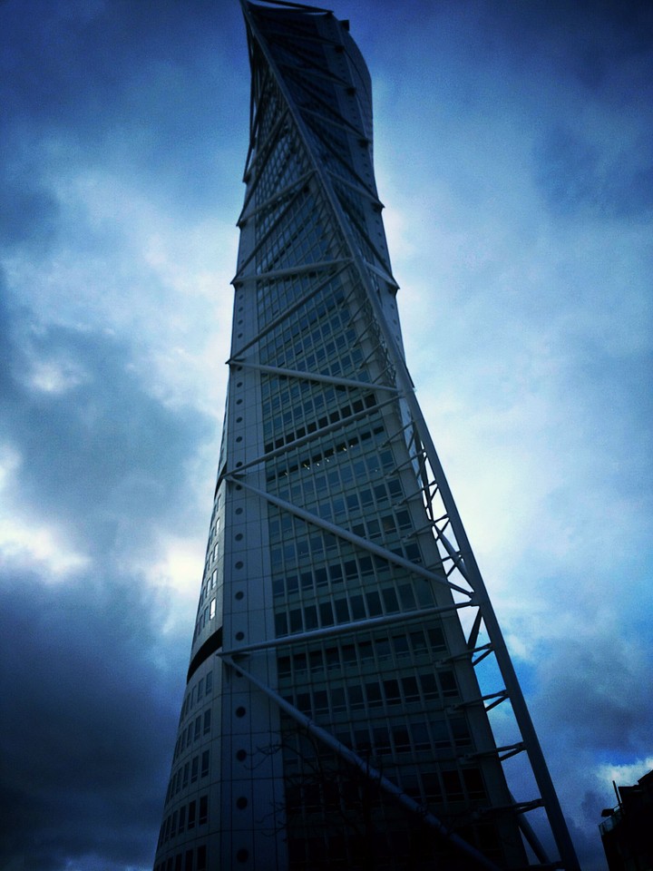 Turning Torso in a cloudy and rainy day