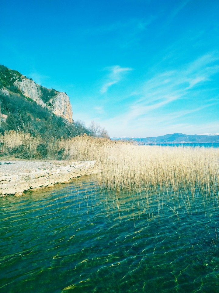 Mountain near lake