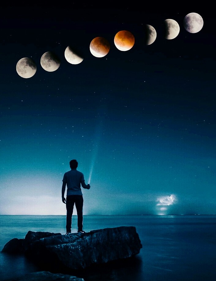 man with moon