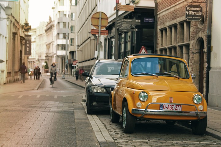 Yellow car in Antwerp