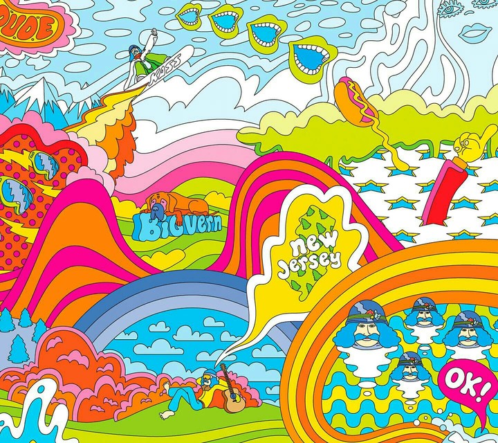 Groovy Colorful Hippie Background