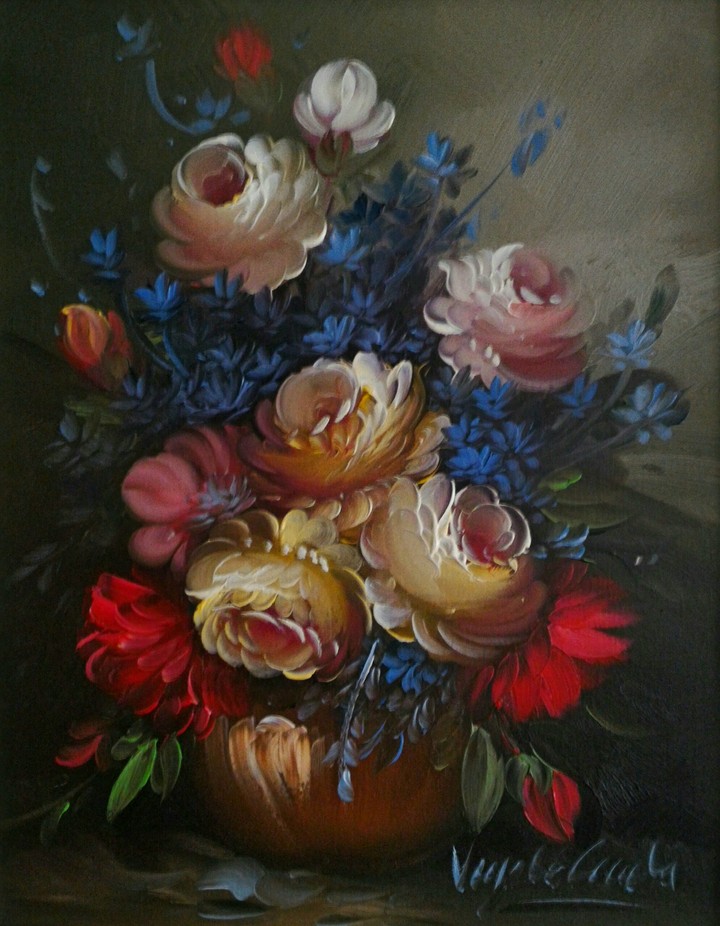 flowers on canvas