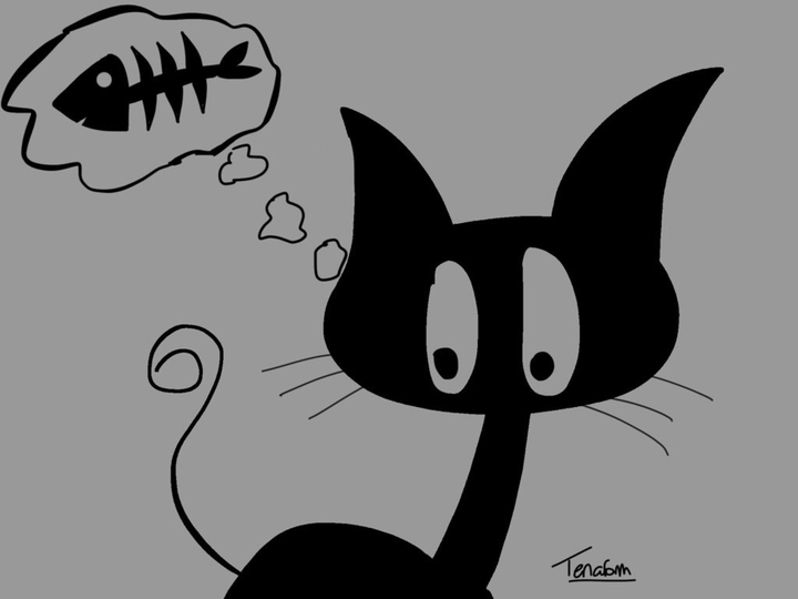Chat pensant à un poisson