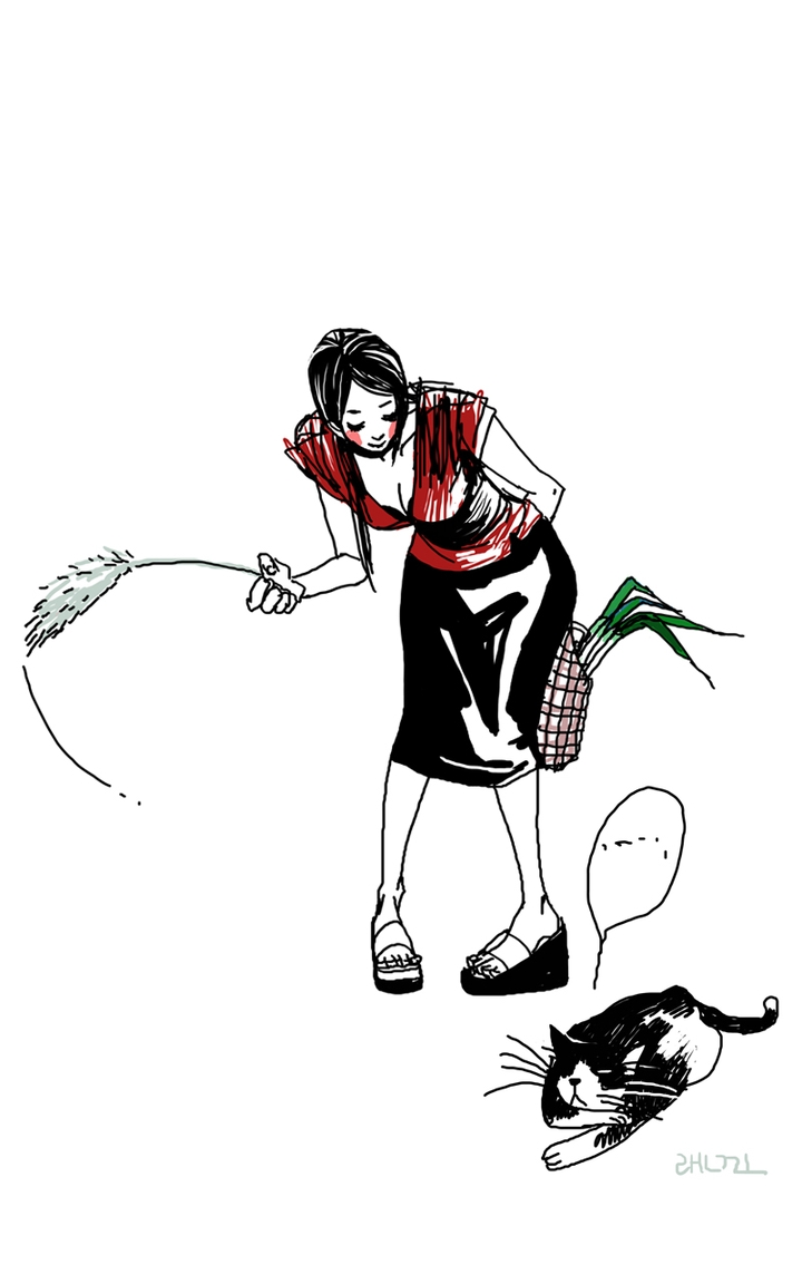 고양이와 여자