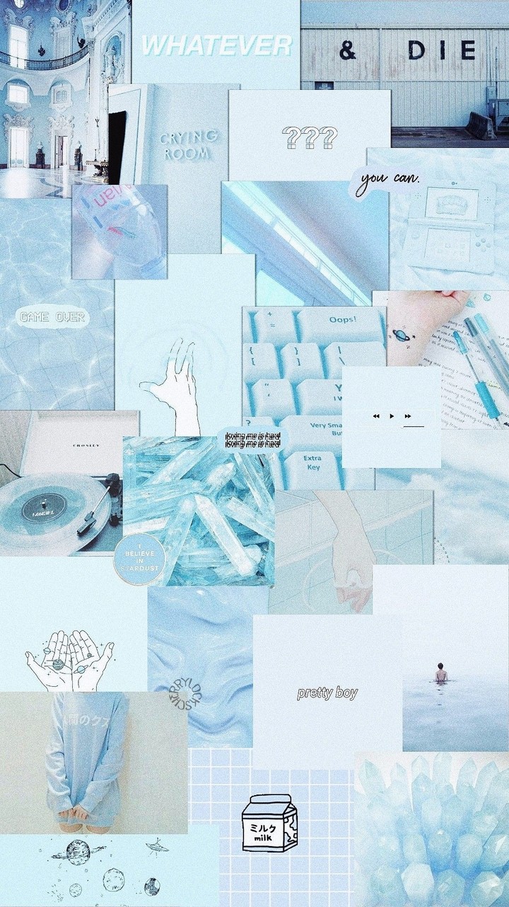 a blue collage