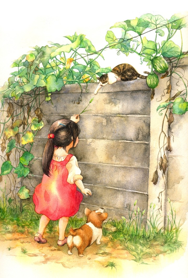 Girl And Cat