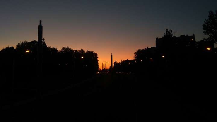 Street at the sunset