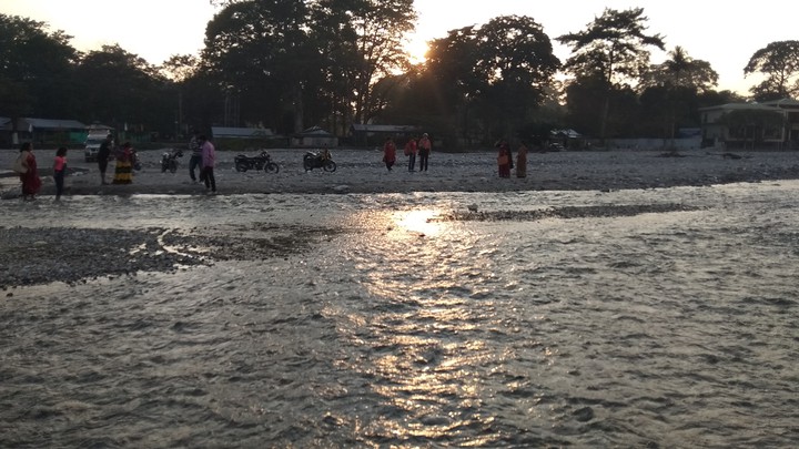 sunset on river