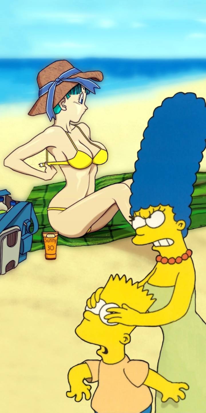 bart looking at bulma taking off her bra