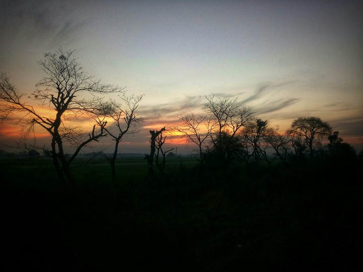 Beautiful sunset blended with the clouds