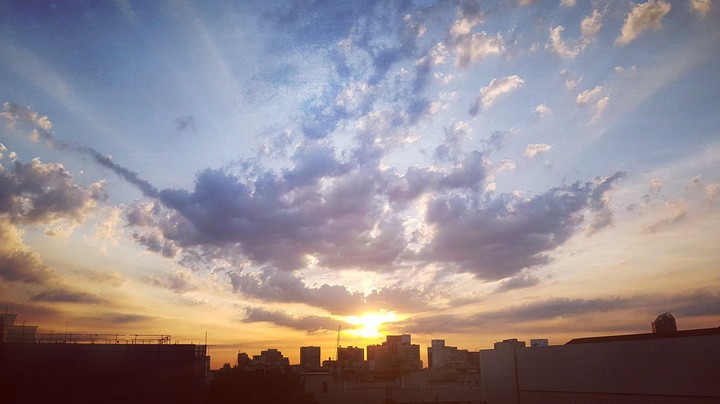 sunset in the office