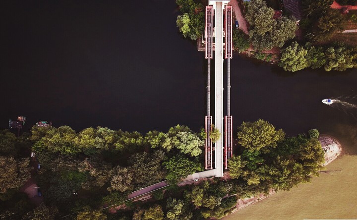 above a bridge