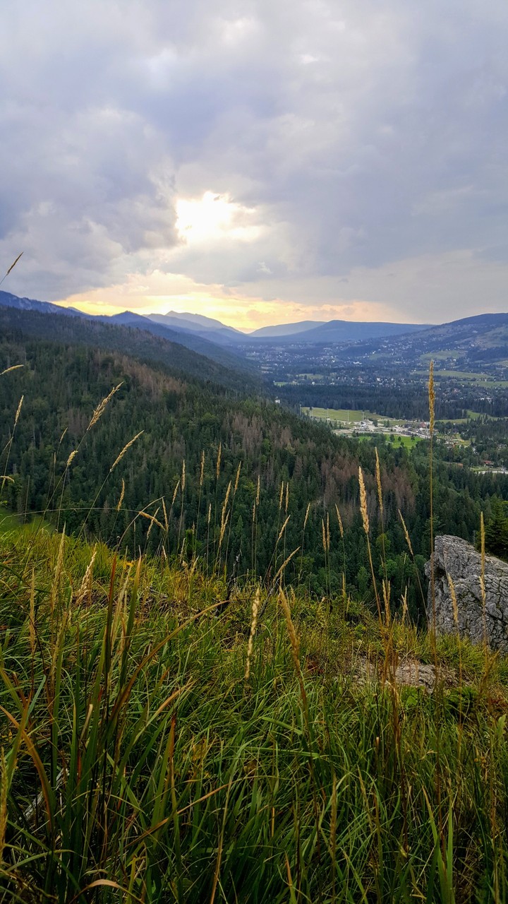 Sunset in mountains.