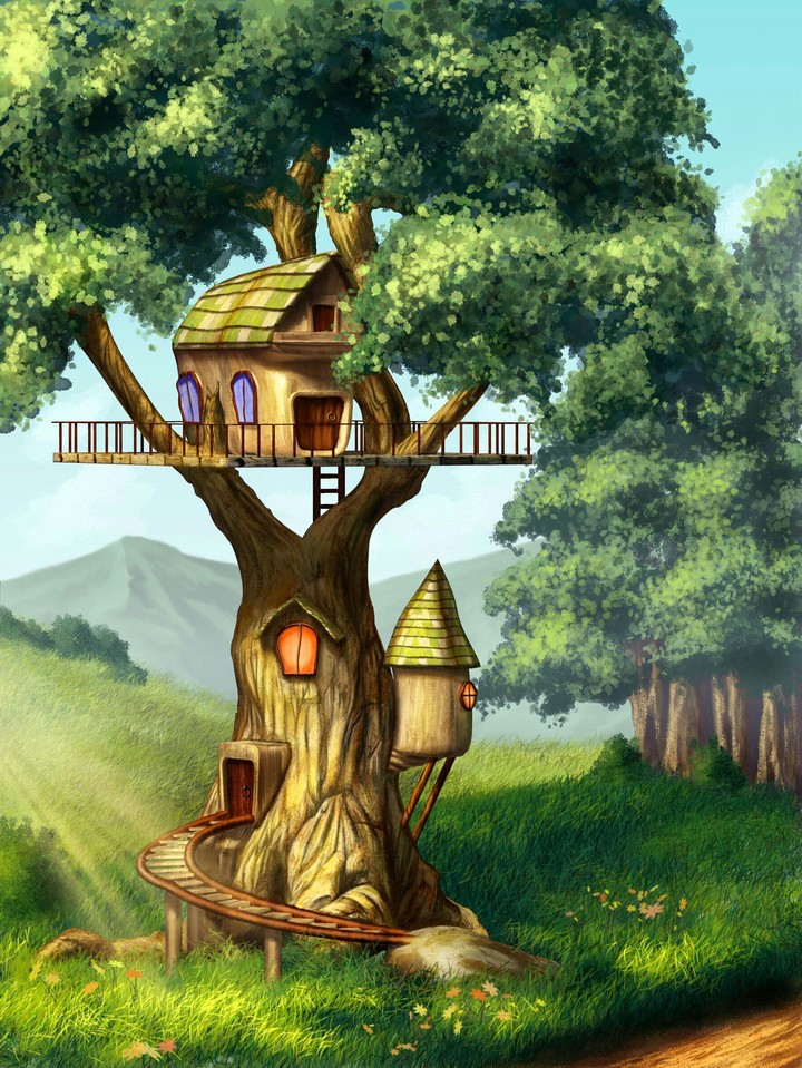 up in the tree house