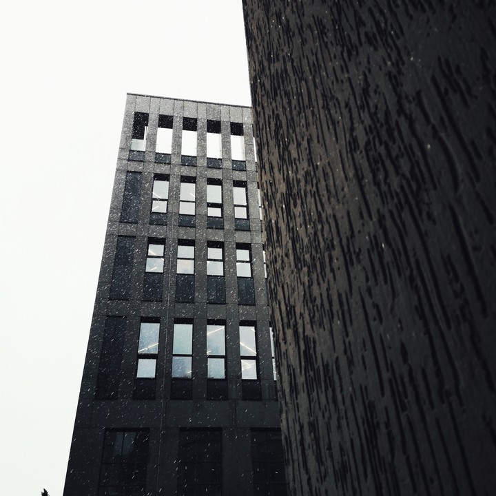 Rainy, cloudy weather and buildings