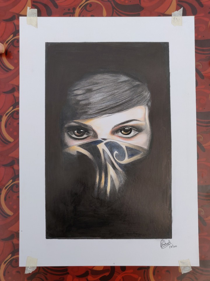 dishonored color pencil sketch