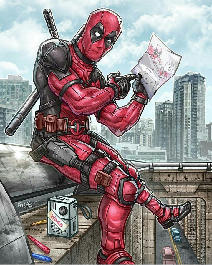 Deadpool painting on bridge