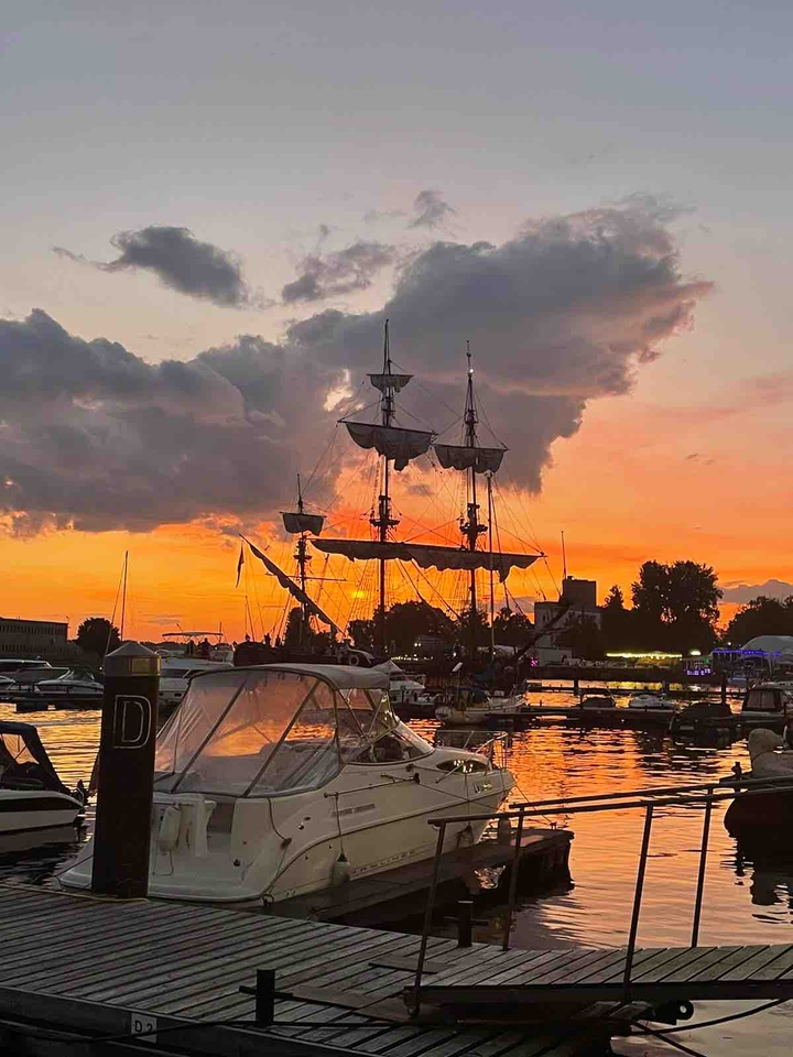Evening. Port of Riga