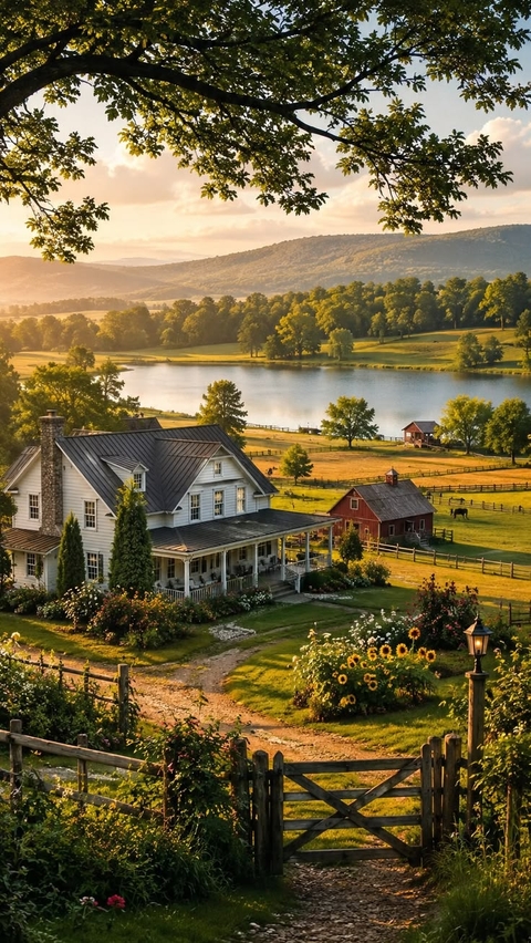 farmhouse, landscapes वॉलपेपर